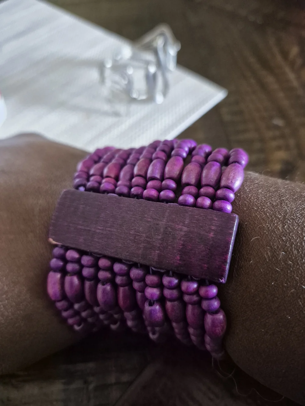 Purple Beaded‎ Multi-Strand Stretch Bracelet